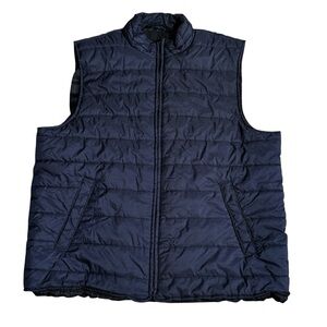 Marc Anthony dark blue zip up puffer vest, front pockets, standing collar, XXL.
